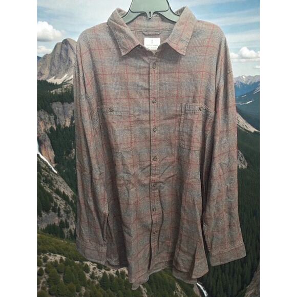 Mutual Weave 2XLT Shirt Lightweight Flannel Plum Onyx Gray Check Plaid Pocket - Picture 2 of 6
